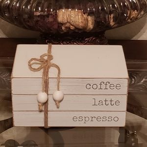 "coffee late espresso" Wood Book Stack Decoration.